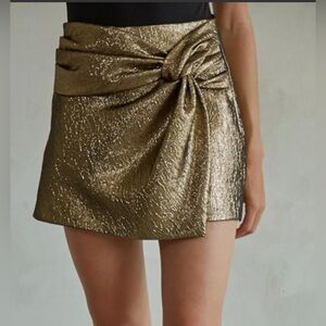 Zara Gold Mini Skirt skort size m